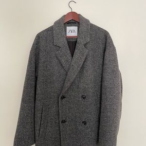 Zara Herringbone Wool-blend Overcoat